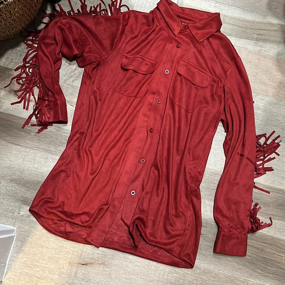 NWOT fringe shirt, size M